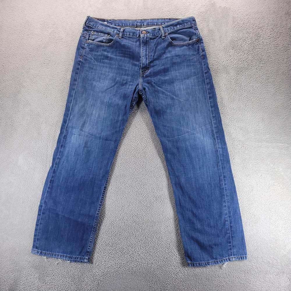 Levi's Jeans Mens 38x30 Blue 569 Loose Straight Dark Wash Distressed Denim